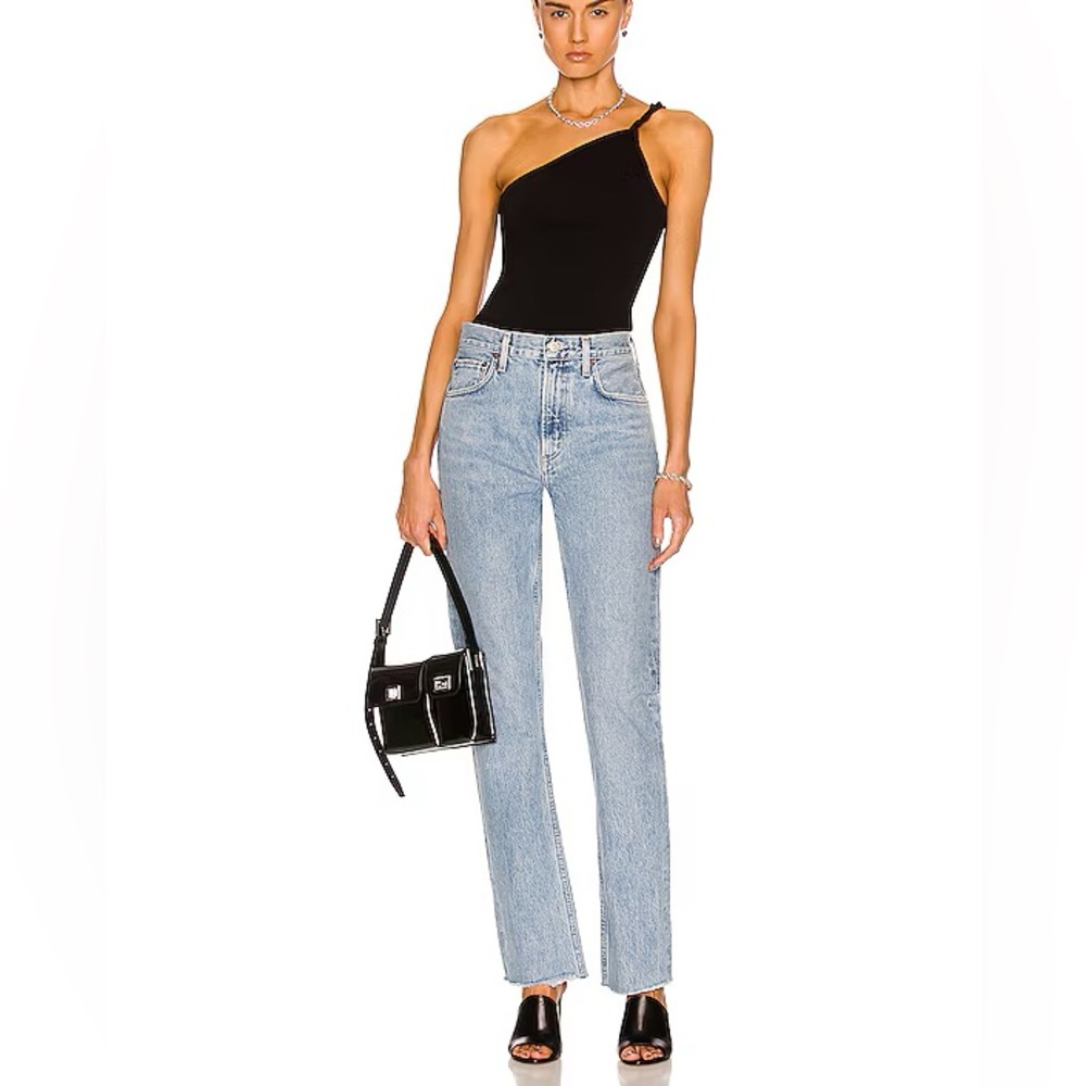 AGOLDE Cherie High Rise 100% Cotton Straight Jeans Merit Light Medium Wash 25